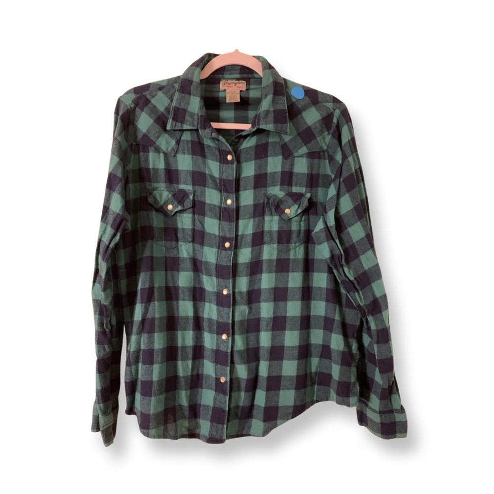 Wrangler Vintage Men’s Green Plaid Button Down size xxl